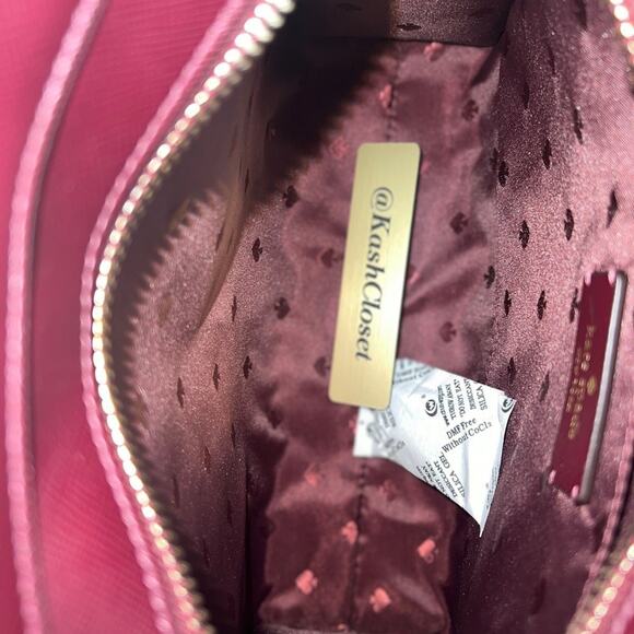 Kate Spade Satchel Tinsel Frosted floral Bag Purse Deep Berry Multi - Picture 7 of 10